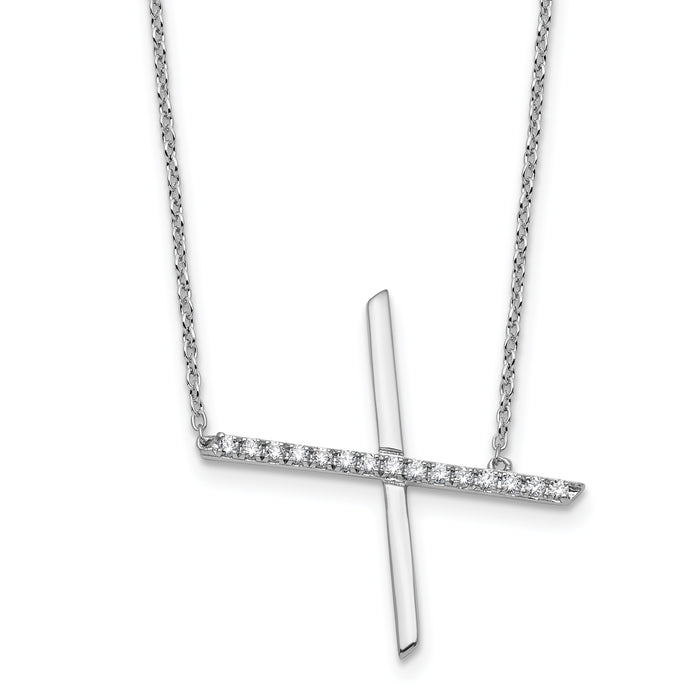 14K White Gold Sideways Diamond Initial X Necklace-PM9844X-018-WA