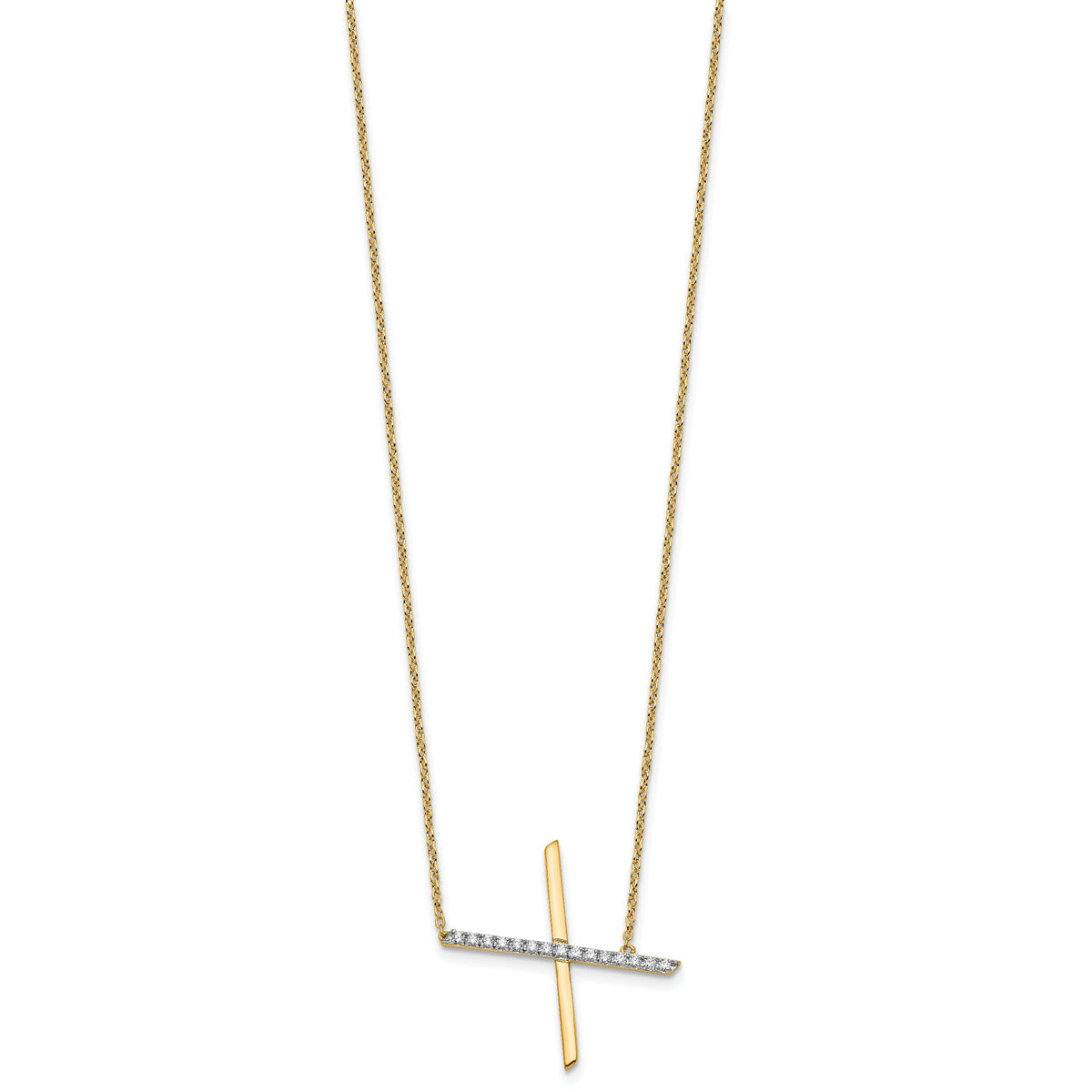 14K Sideways Diamond Initial X Necklace-PM9844X-018-YA