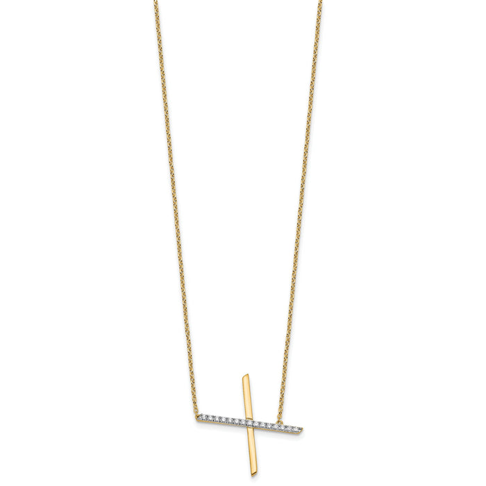 14K Sideways Diamond Initial X Necklace-PM9844X-018-YA