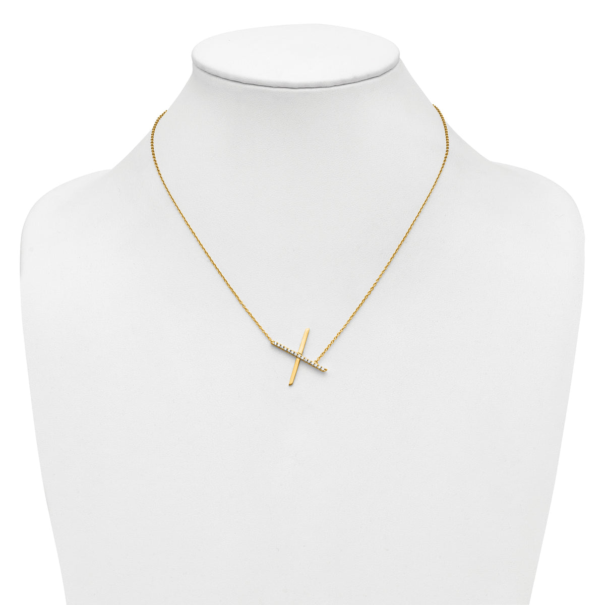 14K Sideways Diamond Initial X Necklace-PM9844X-018-YA