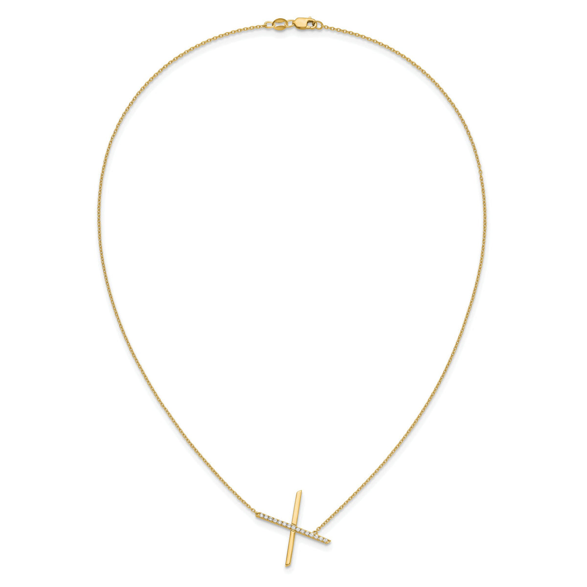 14K Sideways Diamond Initial X Necklace-PM9844X-018-YA