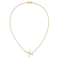 14K Sideways Diamond Initial X Necklace-PM9844X-018-YA