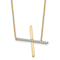 14K Sideways Diamond Initial X Necklace-PM9844X-018-YA