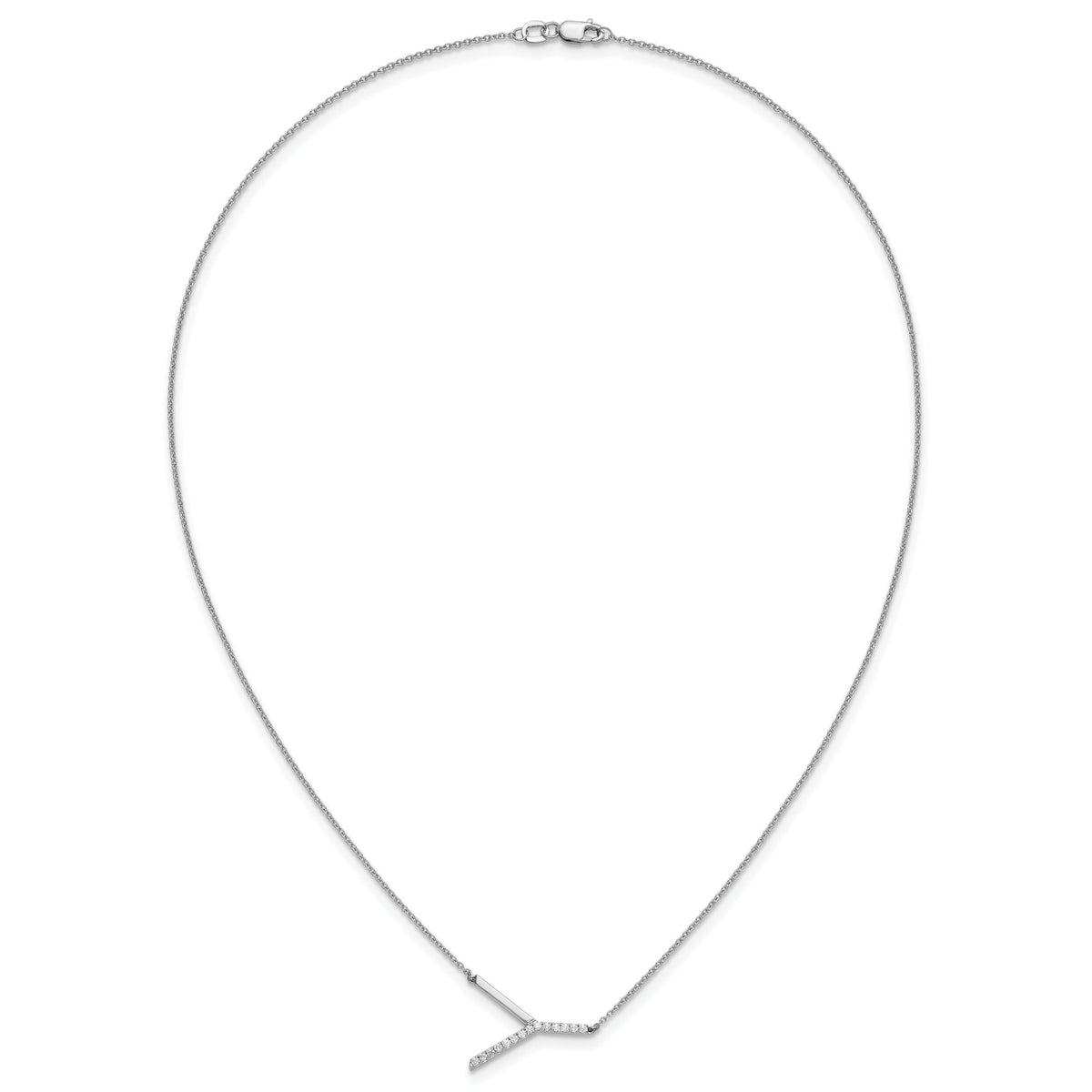 14K White Gold Sideways Diamond Initial Y Necklace-PM9844Y-018-WA
