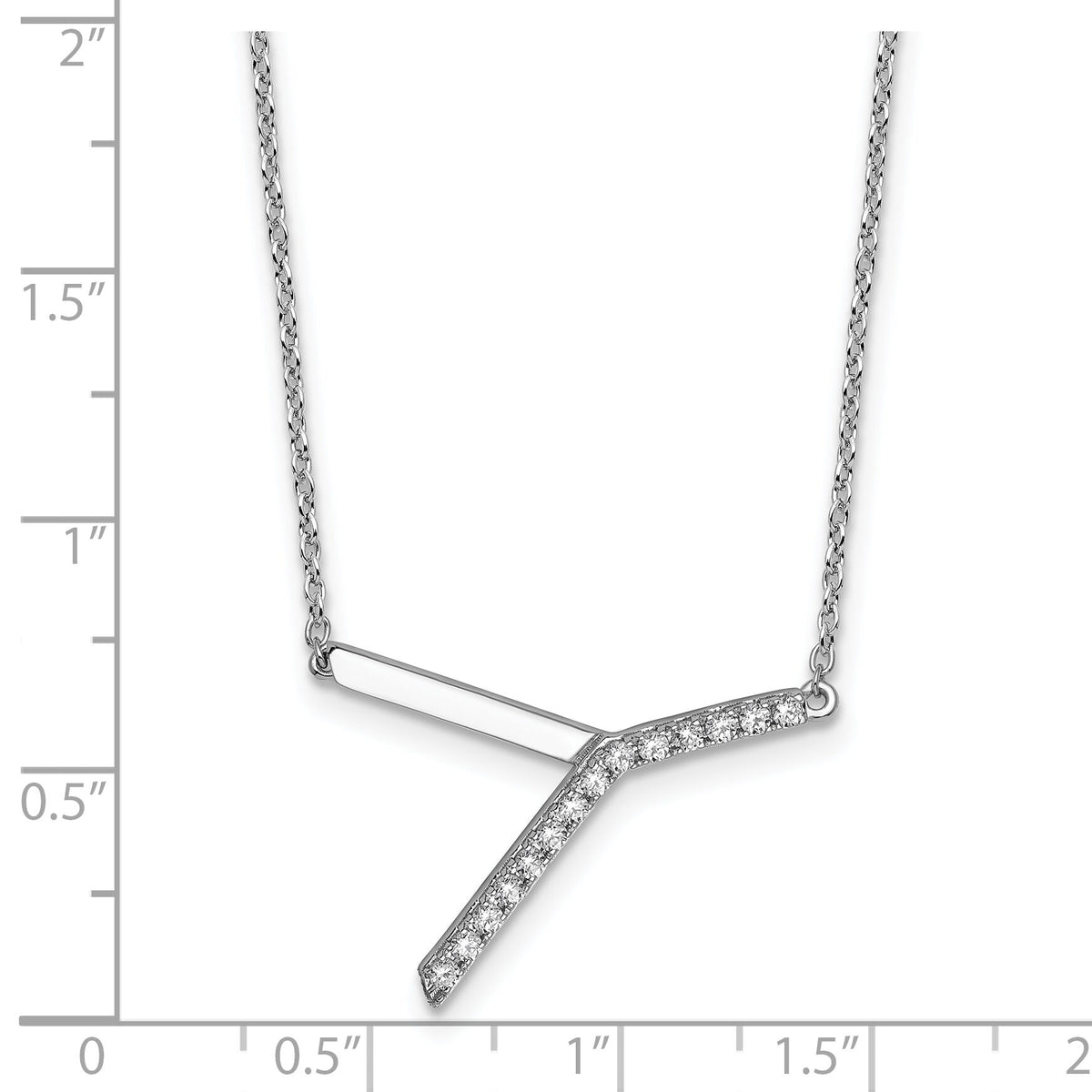 14K White Gold Sideways Diamond Initial Y Necklace-PM9844Y-018-WA