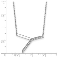 14K White Gold Sideways Diamond Initial Y Necklace-PM9844Y-018-WA