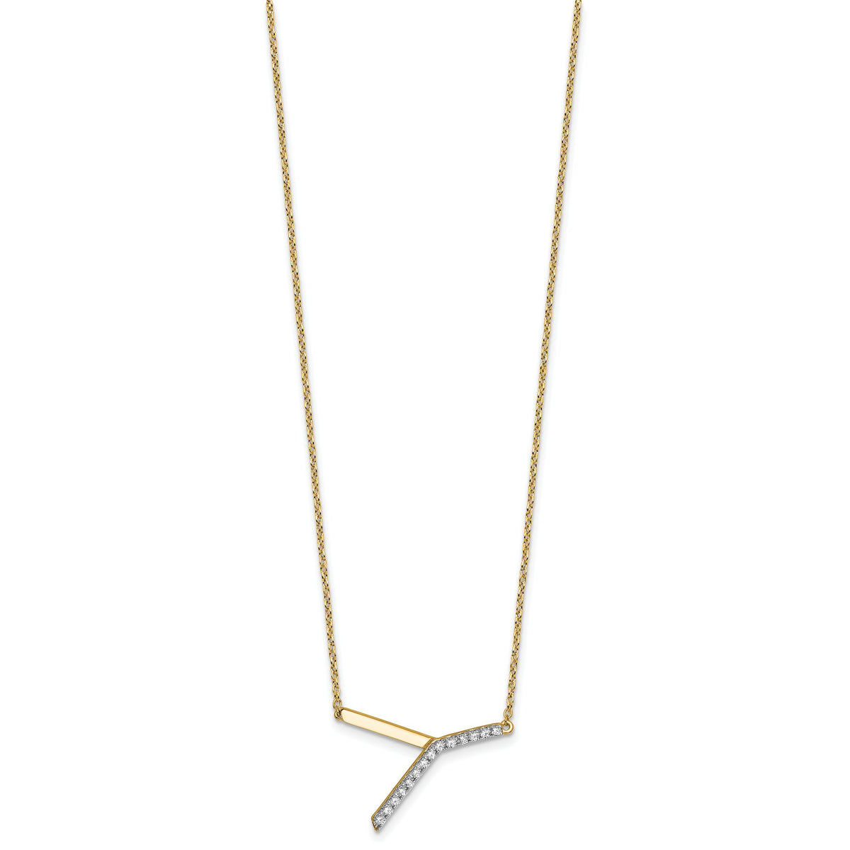 14K Sideways Diamond Initial Y Necklace-PM9844Y-018-YA