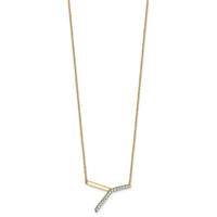 14K Sideways Diamond Initial Y Necklace-PM9844Y-018-YA