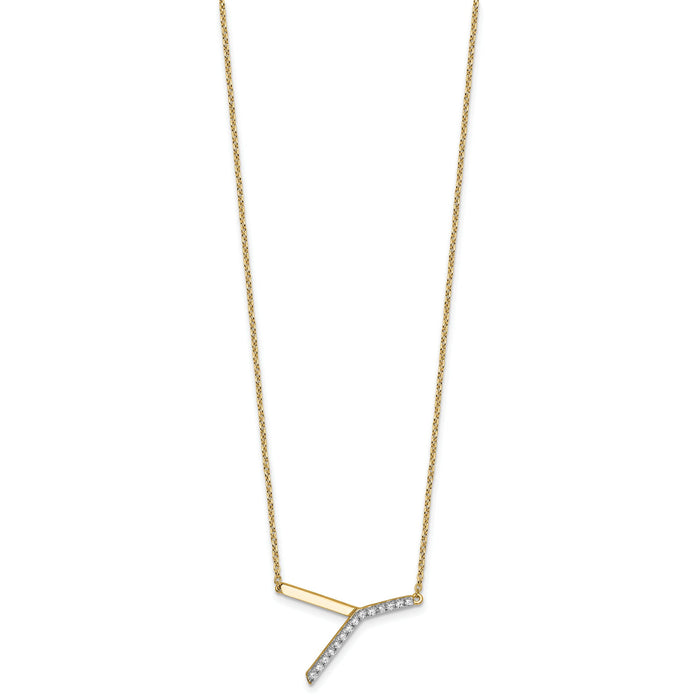 14K Sideways Diamond Initial Y Necklace-PM9844Y-018-YA