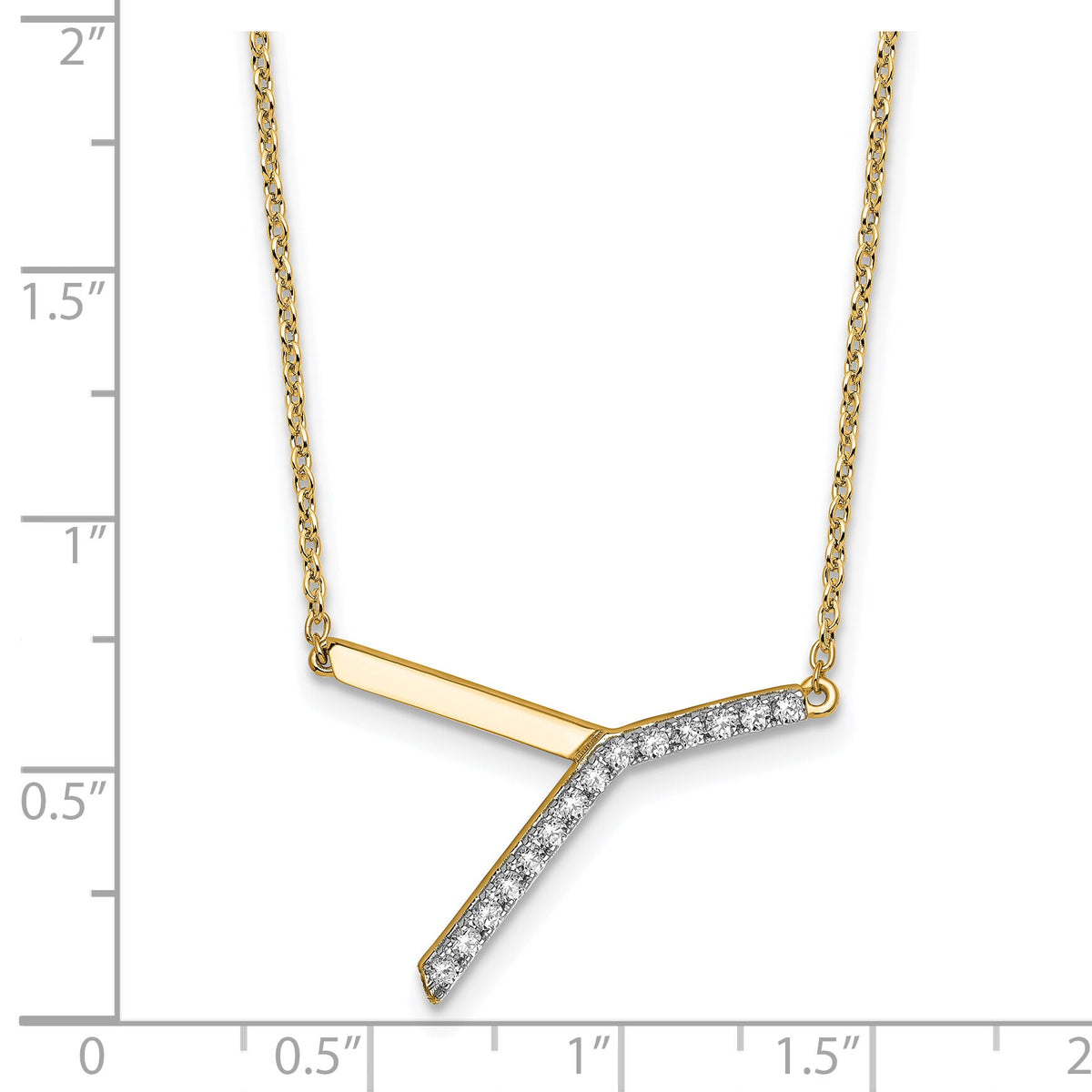14K Sideways Diamond Initial Y Necklace-PM9844Y-018-YA