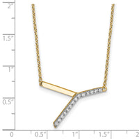 14K Sideways Diamond Initial Y Necklace-PM9844Y-018-YA