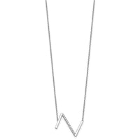 14K White Gold Sideways Diamond Initial Z Necklace-PM9844Z-017-WA