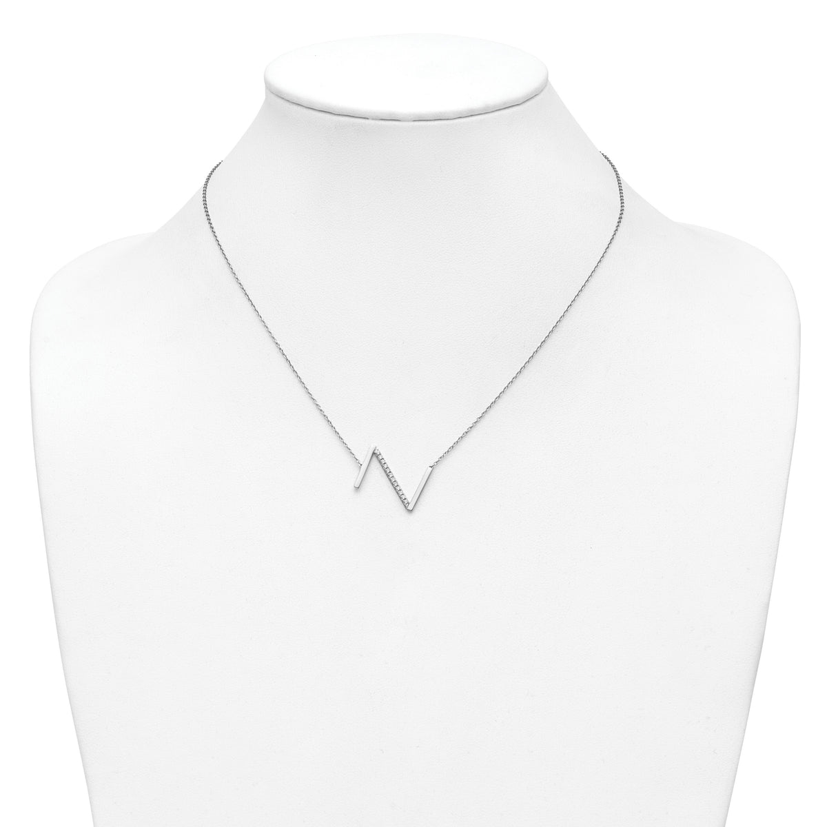 14K White Gold Sideways Diamond Initial Z Necklace-PM9844Z-017-WA