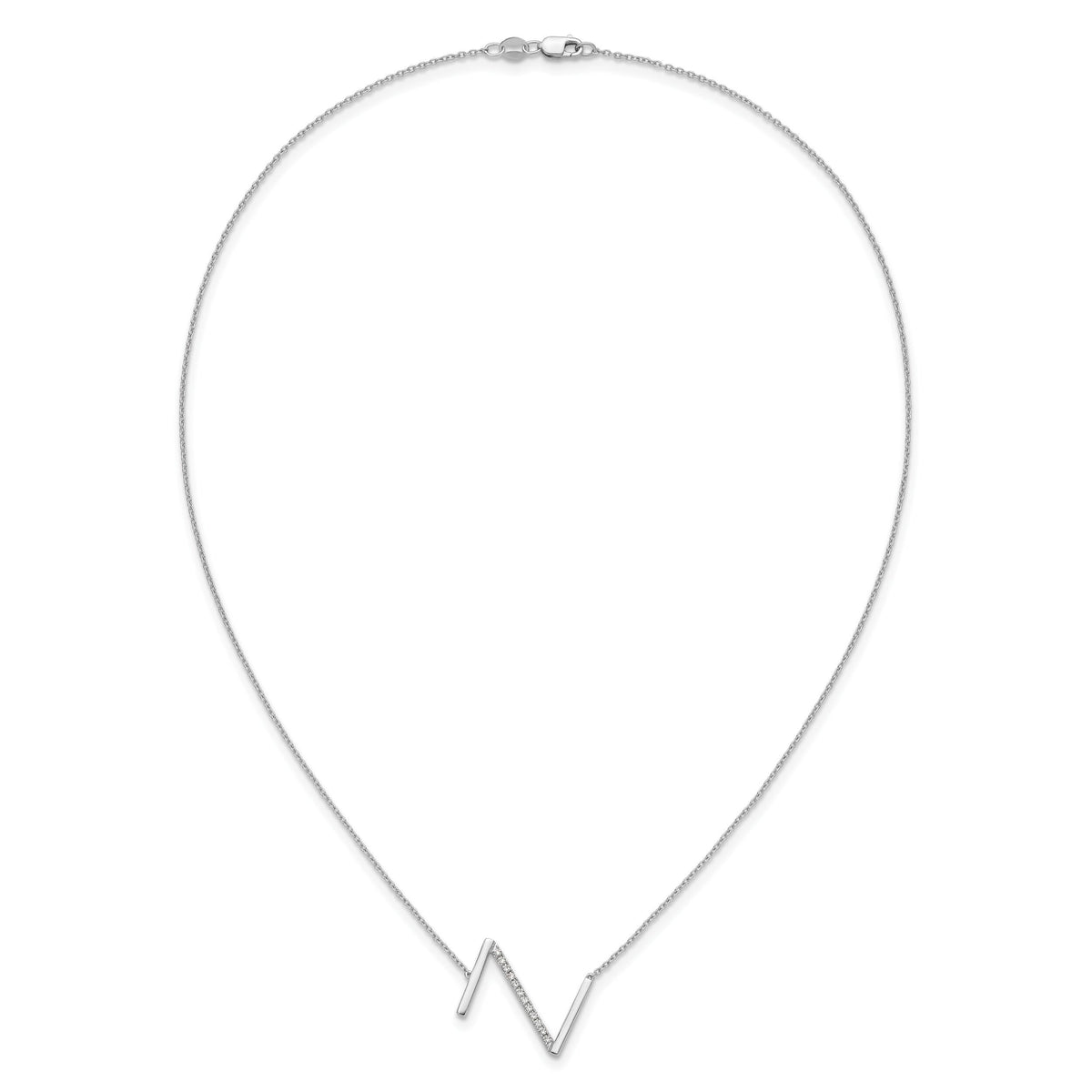 14K White Gold Sideways Diamond Initial Z Necklace-PM9844Z-017-WA
