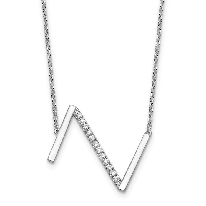 14K White Gold Sideways Diamond Initial Z Necklace-PM9844Z-017-WA