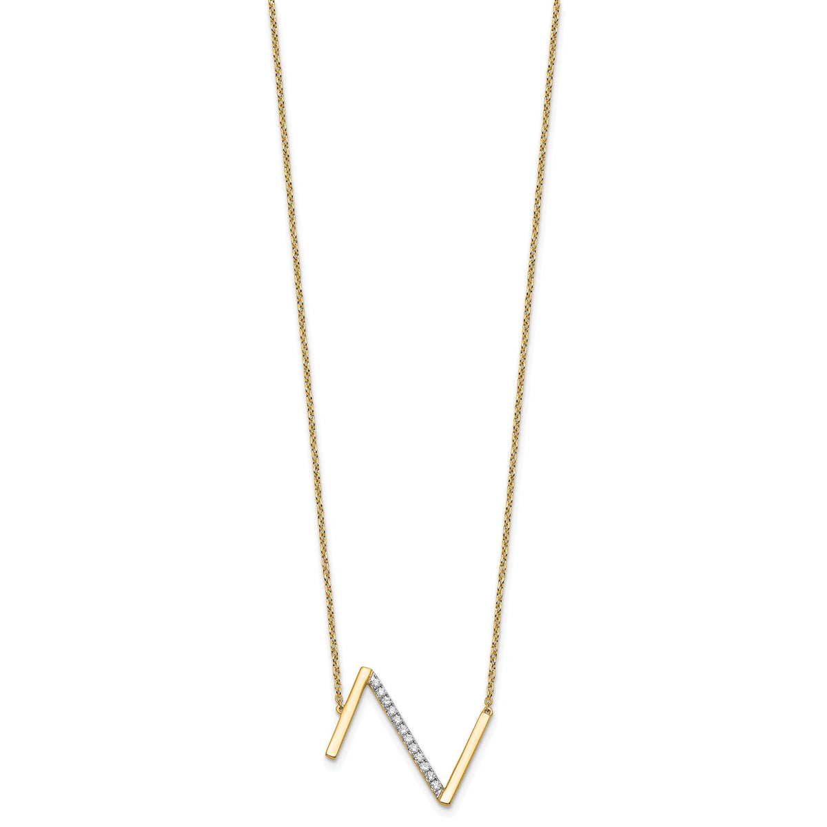 14K Sideways Diamond Initial Z Necklace-PM9844Z-017-YA