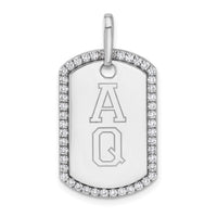 14k White Gold Personalized Diamond Dog Tag Charm-PM9845-055-WA
