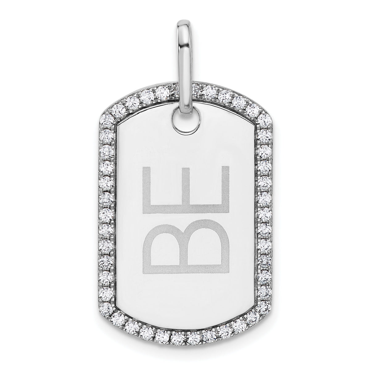 14k White Gold Personalized Diamond Dog Tag Charm-PM9845-055-WA