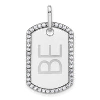 14k White Gold Personalized Diamond Dog Tag Charm-PM9845-055-WA