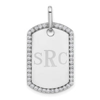 14k White Gold Personalized Diamond Dog Tag Charm-PM9845-055-WA