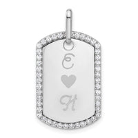 14k White Gold Personalized Diamond Dog Tag Charm-PM9845-055-WA