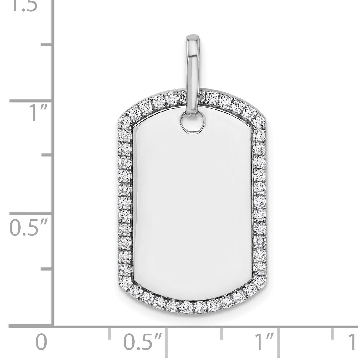 14k White Gold Personalized Diamond Dog Tag Charm-PM9845-055-WA