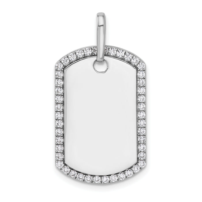 14k White Gold Personalized Diamond Dog Tag Charm-PM9845-055-WA