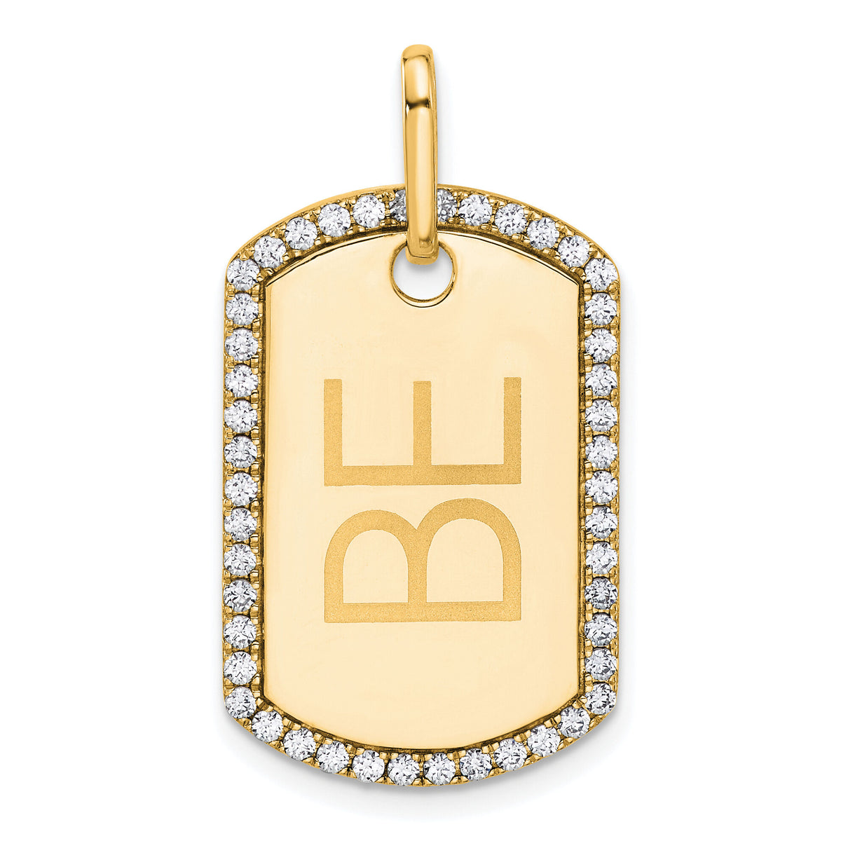 14k Yellow Gold Personalized Diamond Dog Tag Charm-PM9845-055-YA