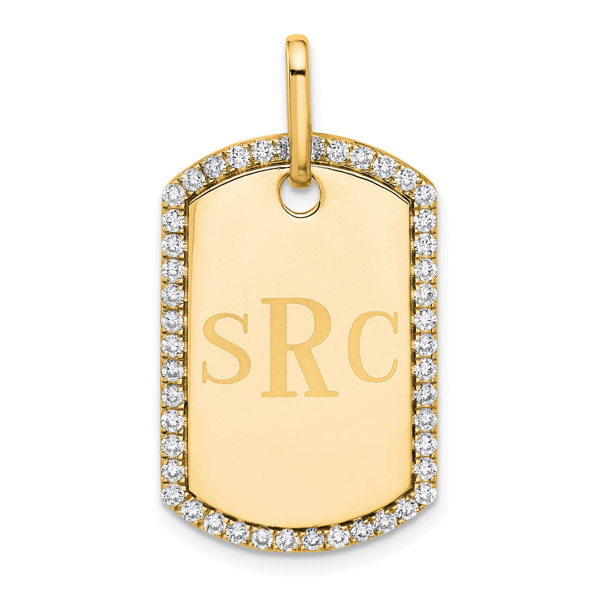 14k Yellow Gold Personalized Diamond Dog Tag Charm-PM9845-055-YA