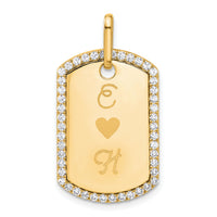 14k Yellow Gold Personalized Diamond Dog Tag Charm-PM9845-055-YA
