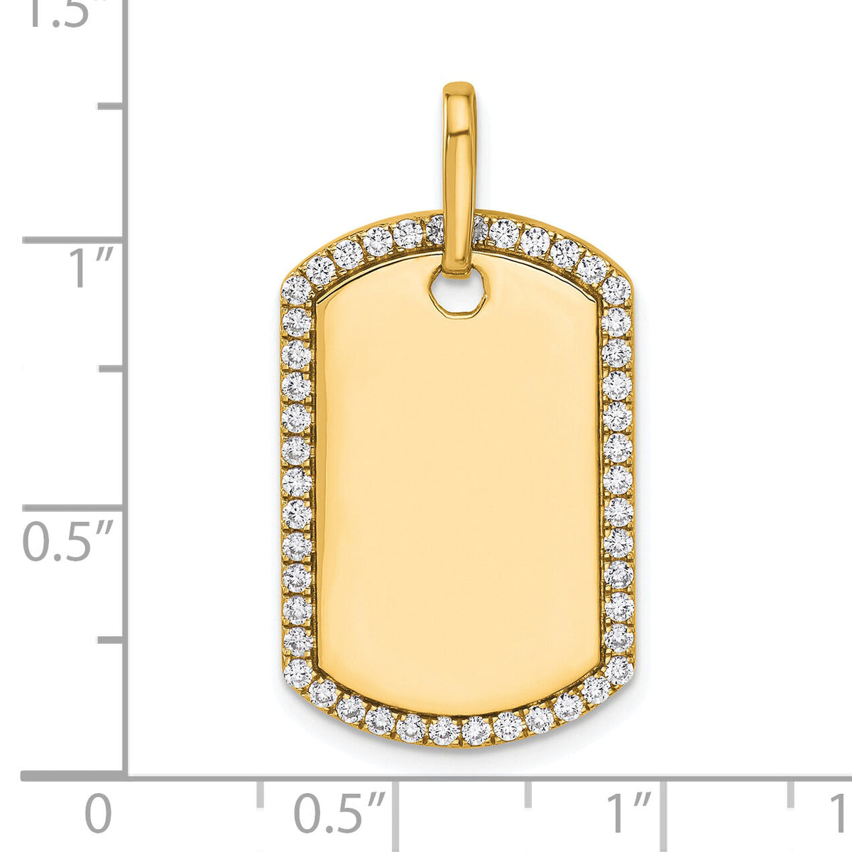 14k Yellow Gold Personalized Diamond Dog Tag Charm-PM9845-055-YA