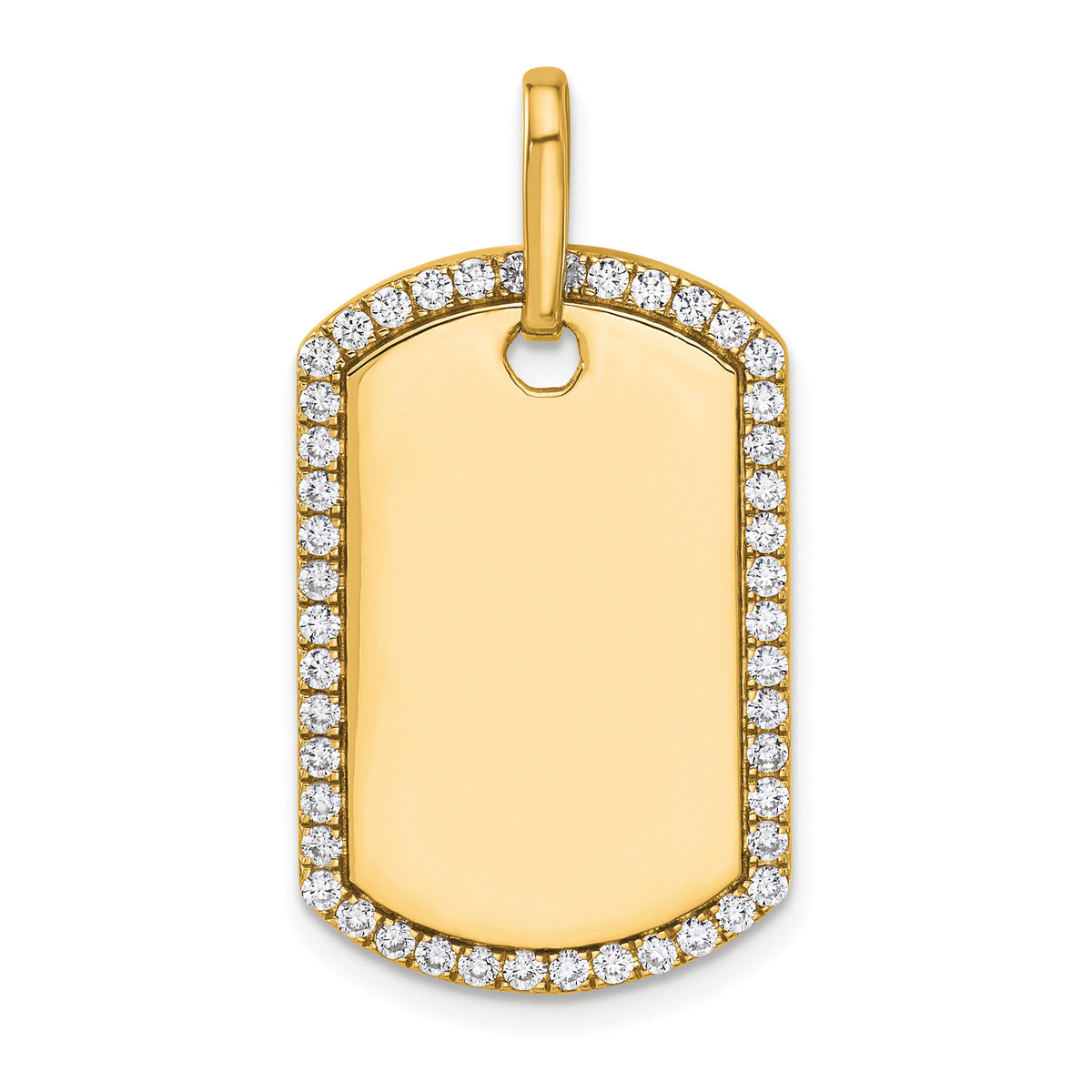 14k Yellow Gold Personalized Diamond Dog Tag Charm-PM9845-055-YA