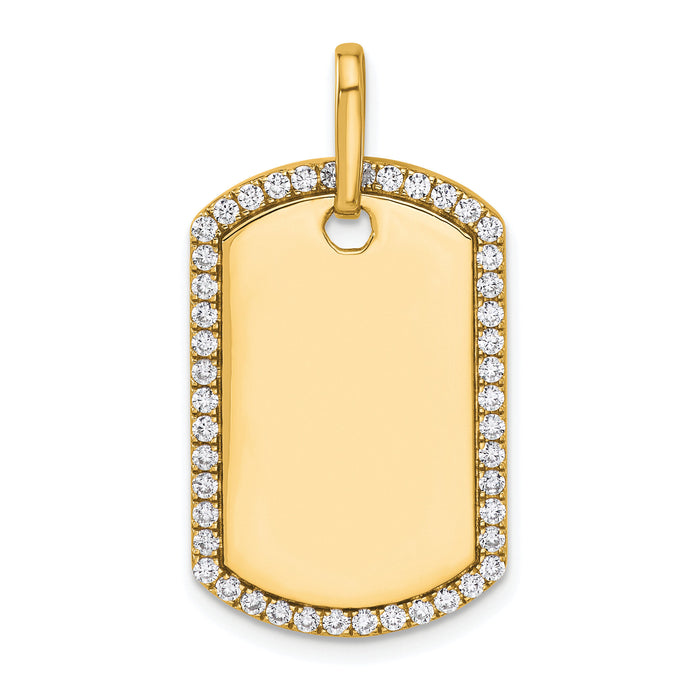 14k Yellow Gold Personalized Diamond Dog Tag Charm-PM9845-055-YA