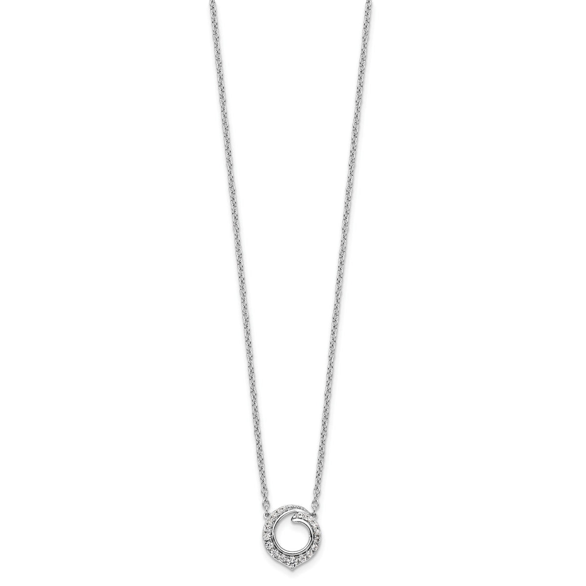 14k White Gold Fancy Circle Diamond 18in Necklace-PM9942-025-WA-18