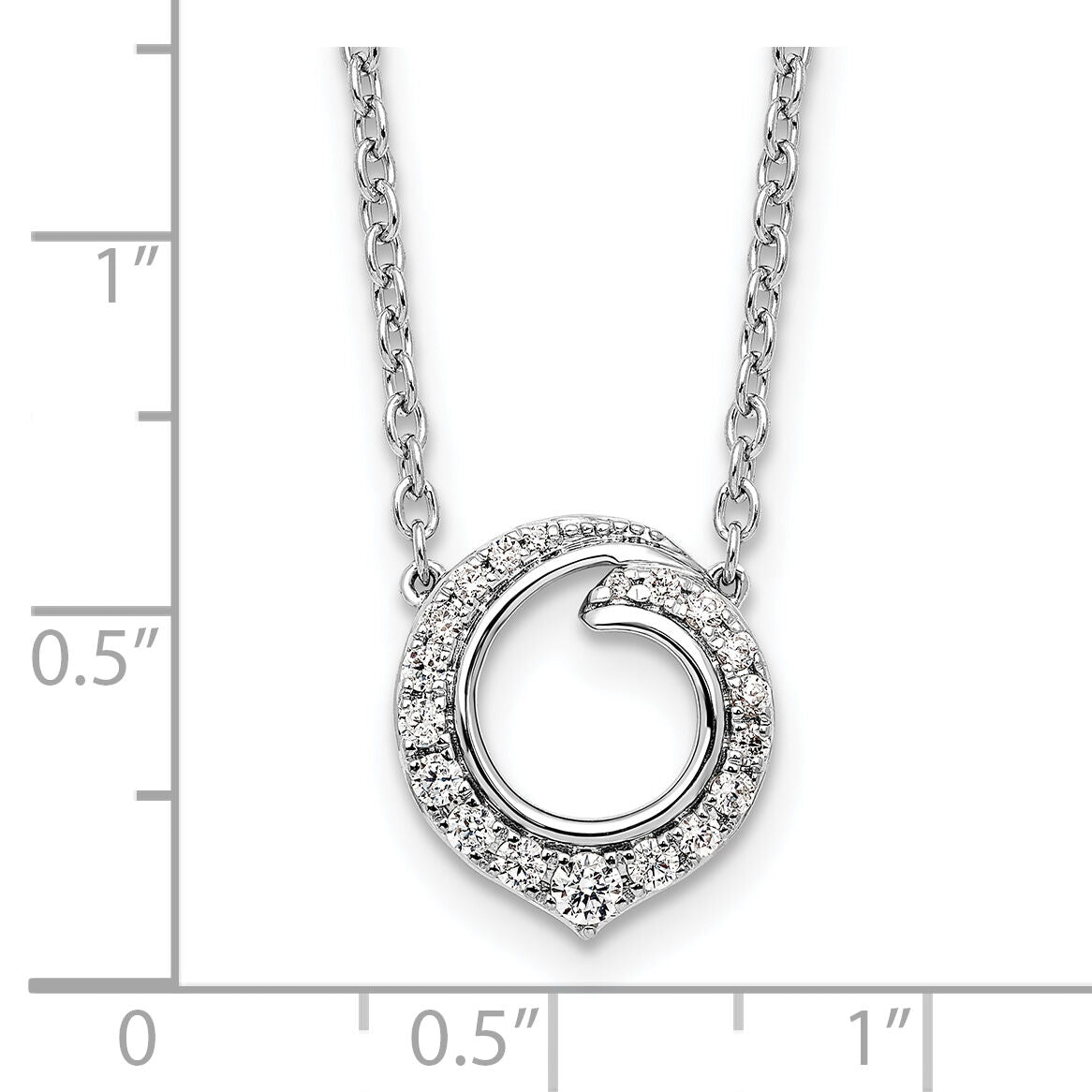14k White Gold Fancy Circle Diamond 18in Necklace-PM9942-025-WA-18