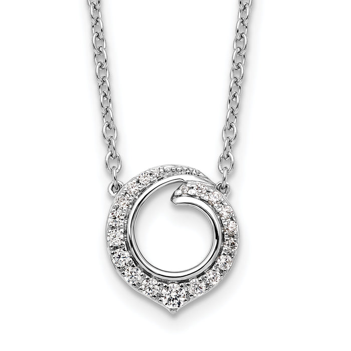 14k White Gold Fancy Circle Diamond 18in Necklace-PM9942-025-WA-18