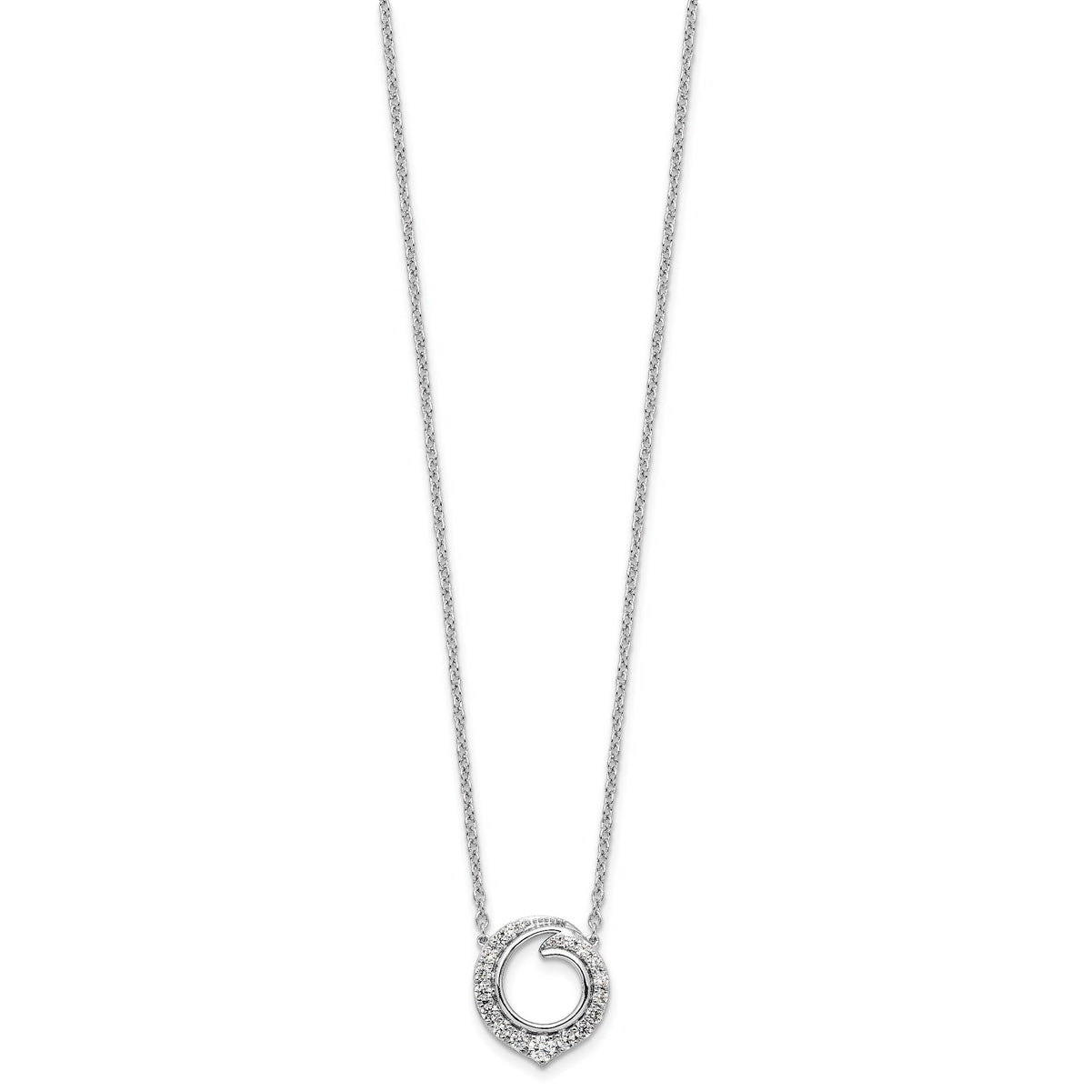 14k White Gold Fancy Circle Diamond 18in Necklace-PM9942-050-WA-18