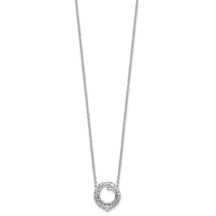 14k White Gold Fancy Circle Diamond 18in Necklace-PM9942-050-WA-18