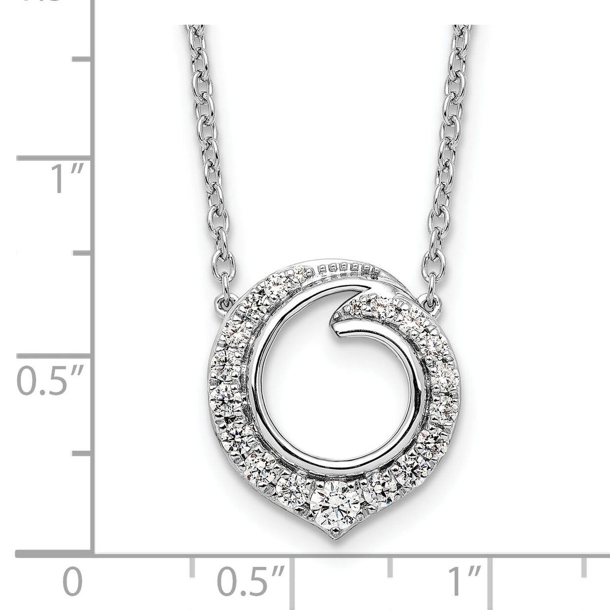 14k White Gold Fancy Circle Diamond 18in Necklace-PM9942-050-WA-18