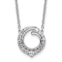 14k White Gold Fancy Circle Diamond 18in Necklace-PM9942-050-WA-18
