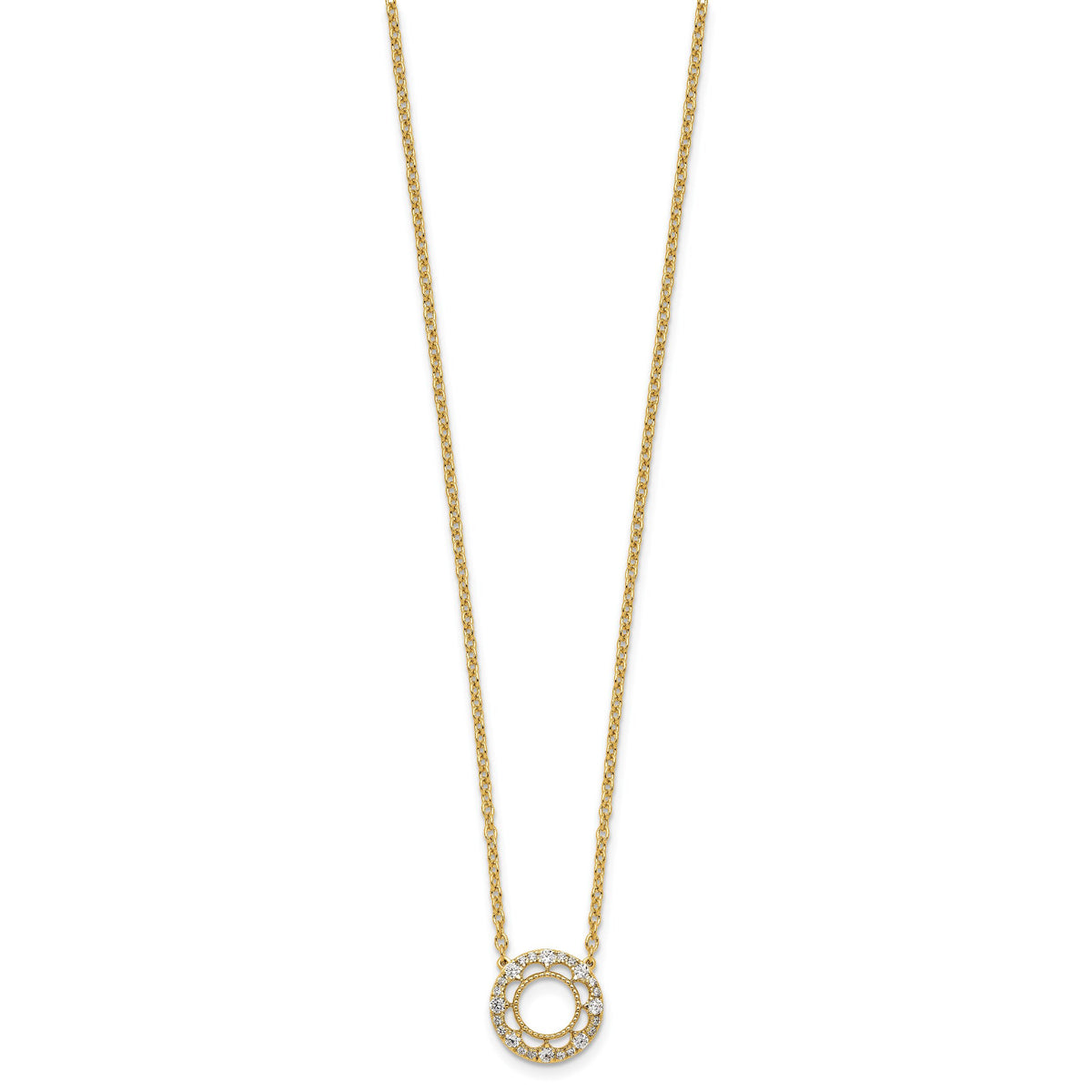 14k Fancy Circle Diamond 18in Necklace-PM9944-025-YA-18