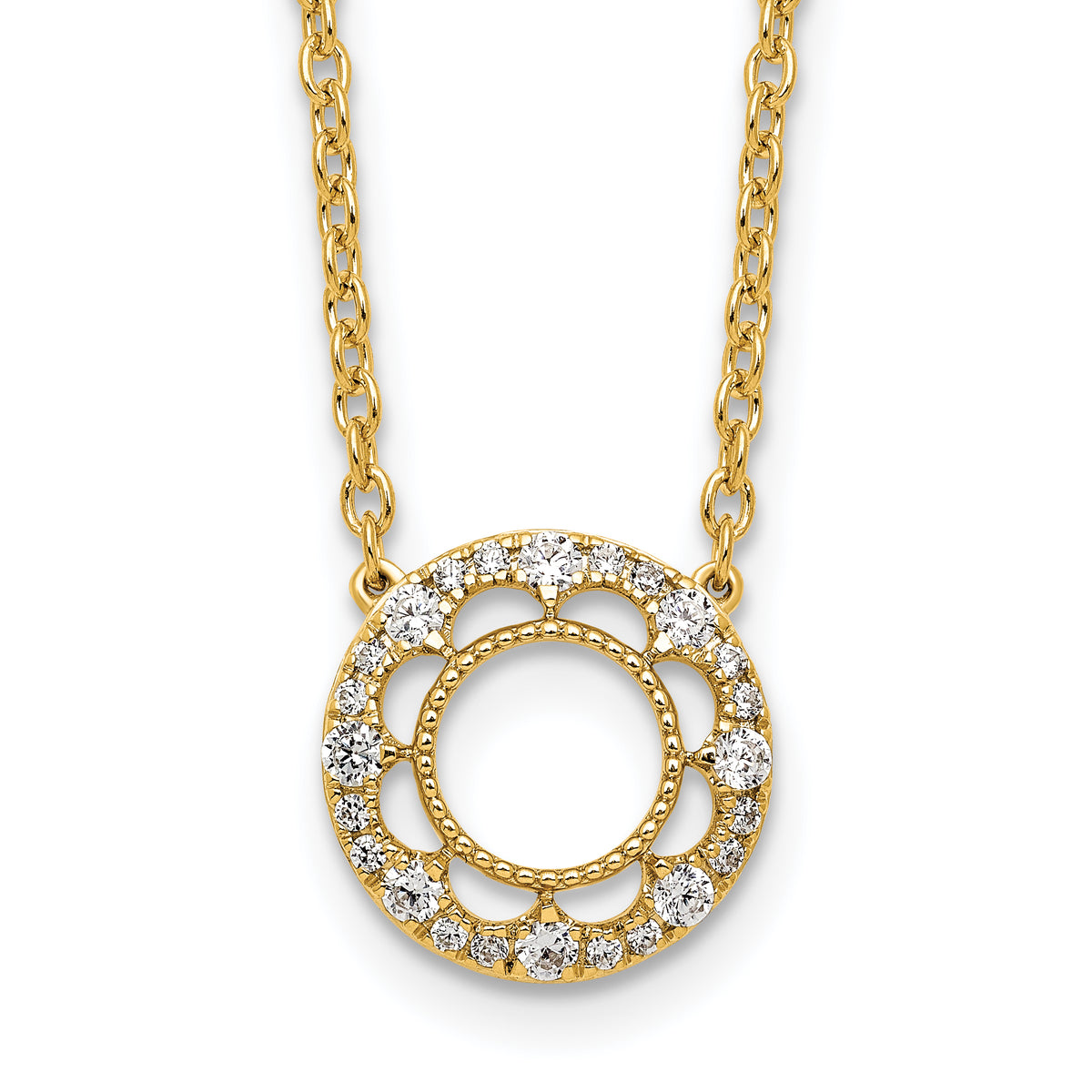 14k Fancy Circle Diamond 18in Necklace-PM9944-025-YA-18