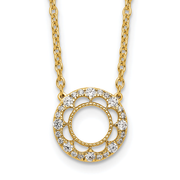 14k Fancy Circle Diamond 18in Necklace-PM9944-025-YA-18