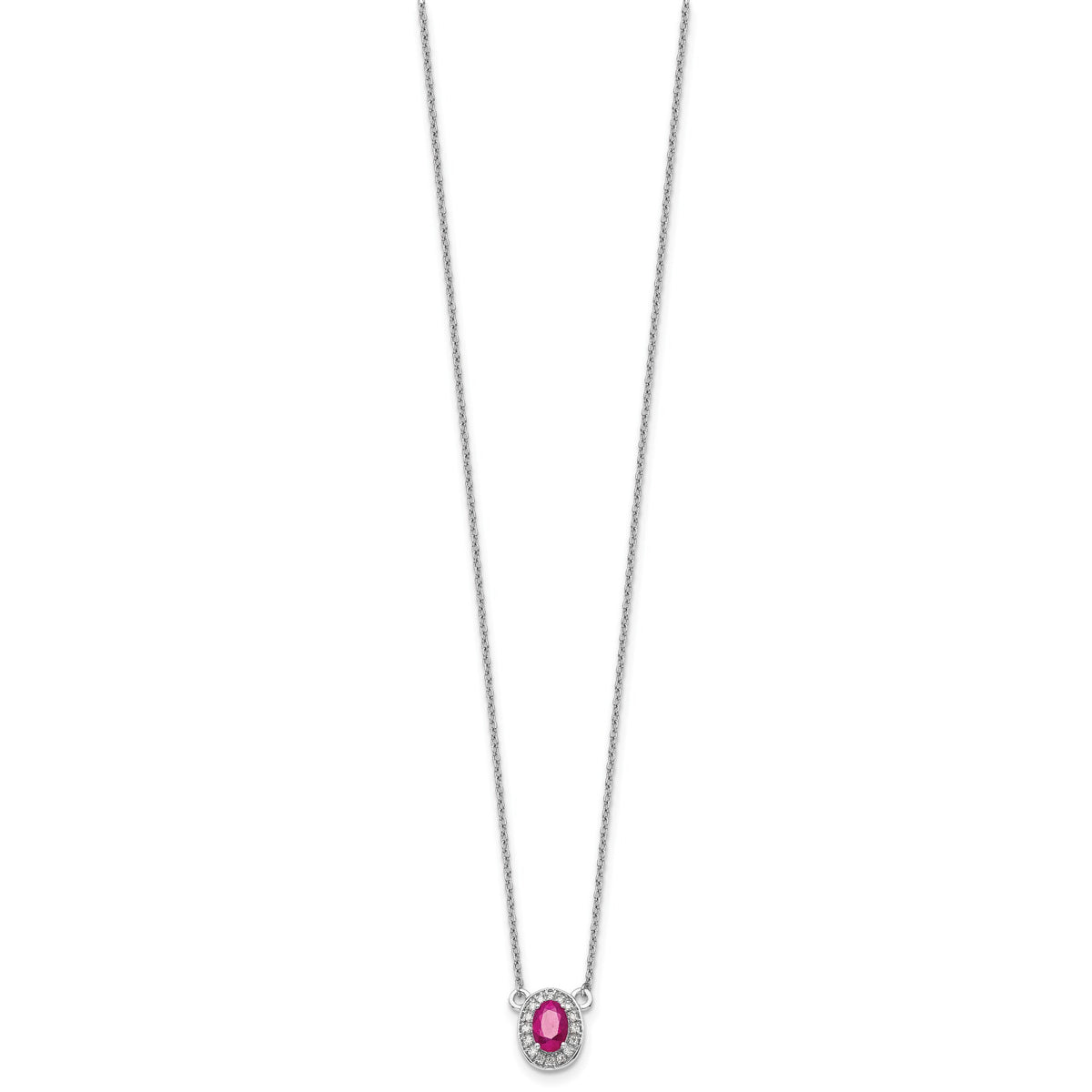 14k White Gold Diamond and Oval Ruby 18 inch Necklace-PM9948-RU-008-WA-18
