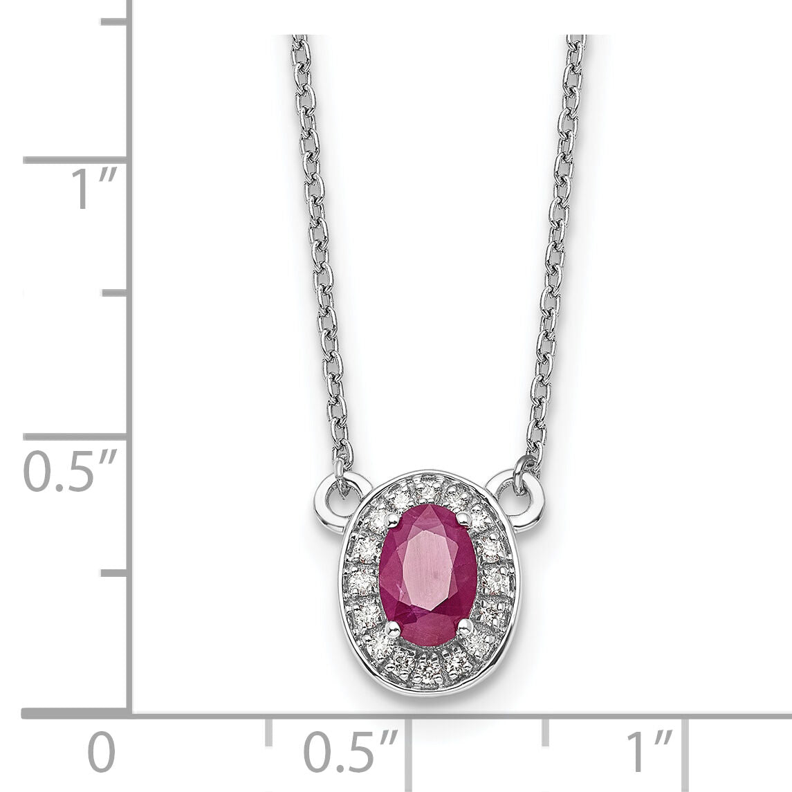 14k White Gold Diamond and Oval Ruby 18 inch Necklace-PM9948-RU-008-WA-18