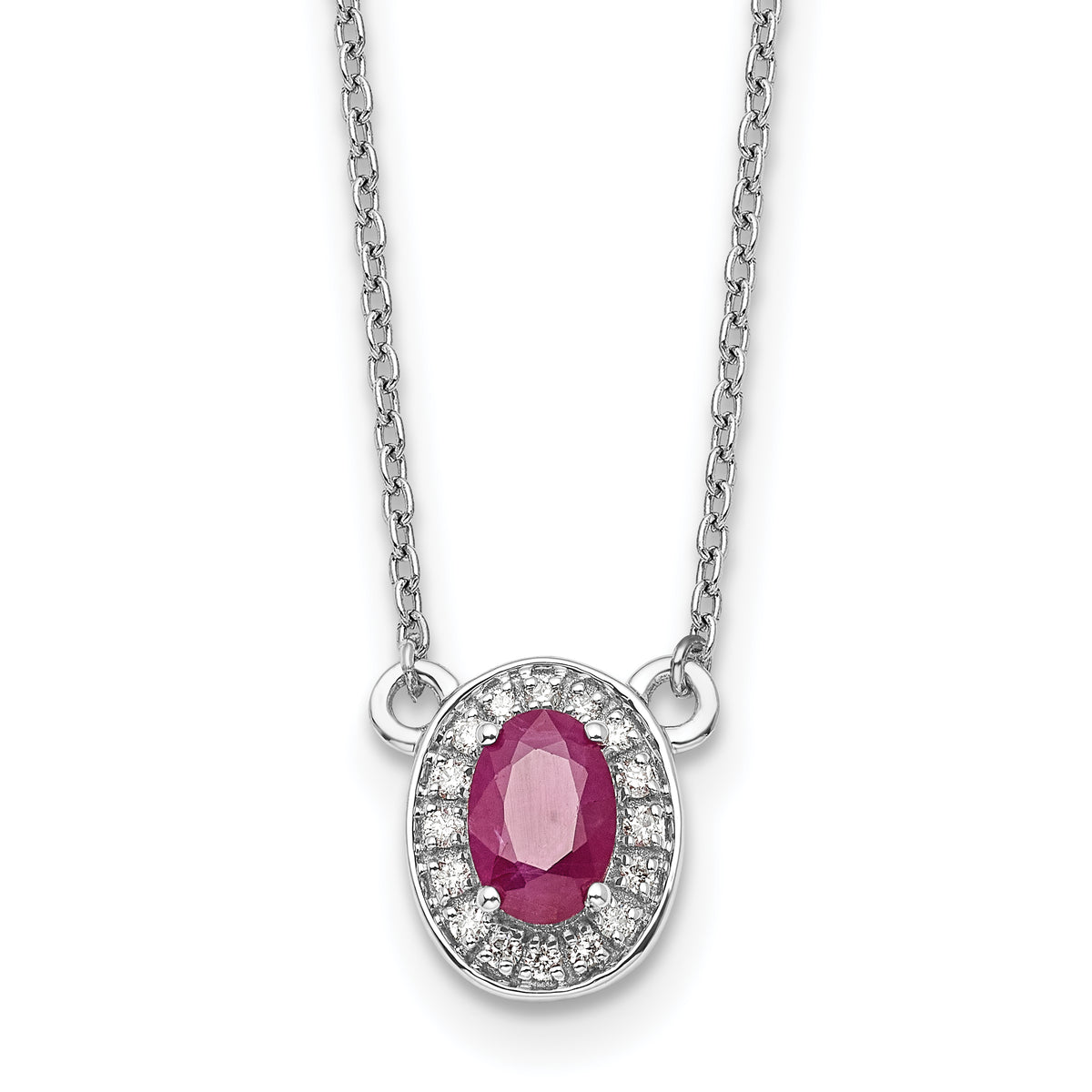 14k White Gold Diamond and Oval Ruby 18 inch Necklace-PM9948-RU-008-WA-18