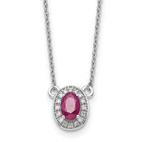 14k White Gold Diamond and Oval Ruby 18 inch Necklace-PM9948-RU-008-WA-18
