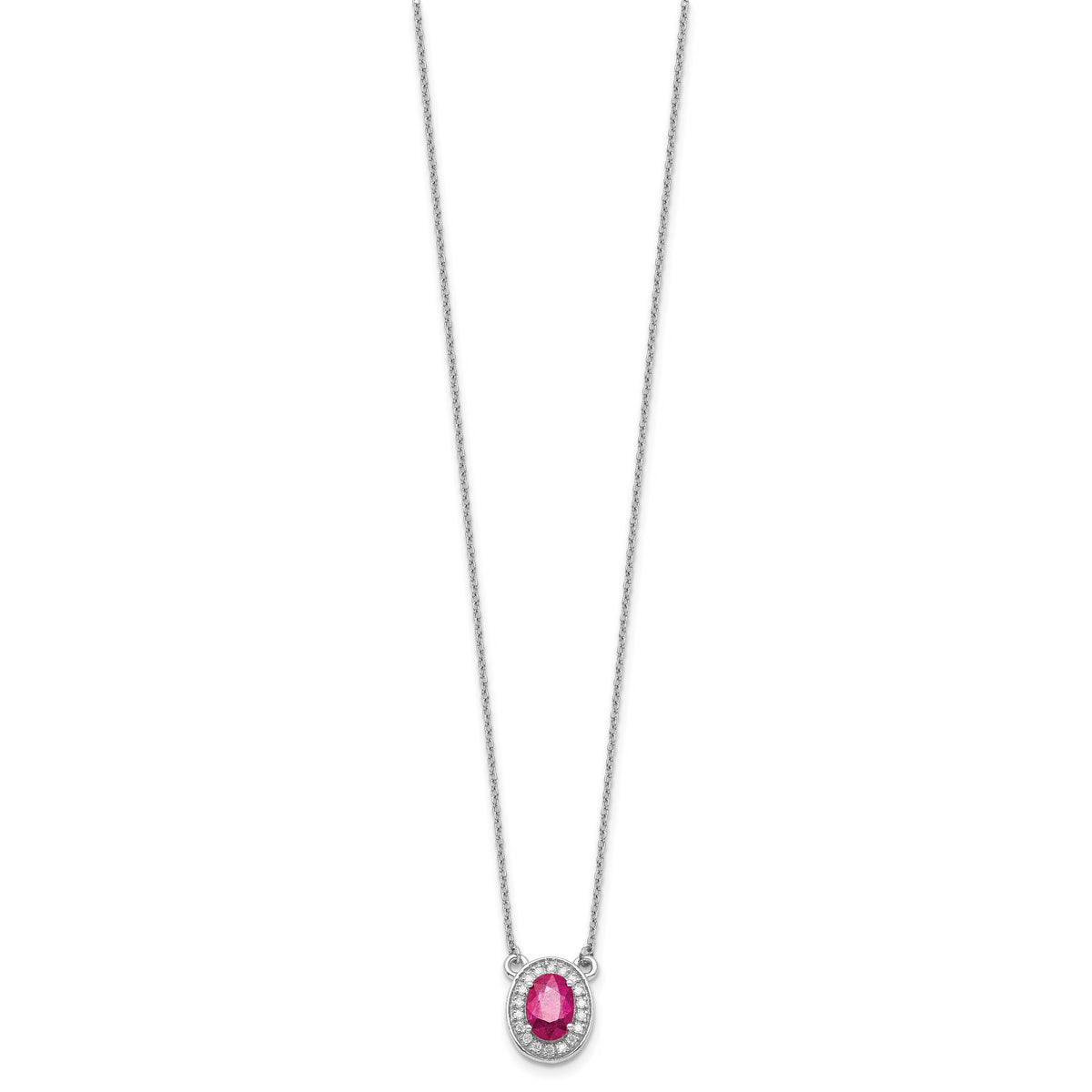 14k White Gold Diamond and Oval Ruby 18 inch Necklace-PM9948-RU-010-WA-18