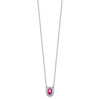 14k White Gold Diamond and Oval Ruby 18 inch Necklace-PM9948-RU-010-WA-18