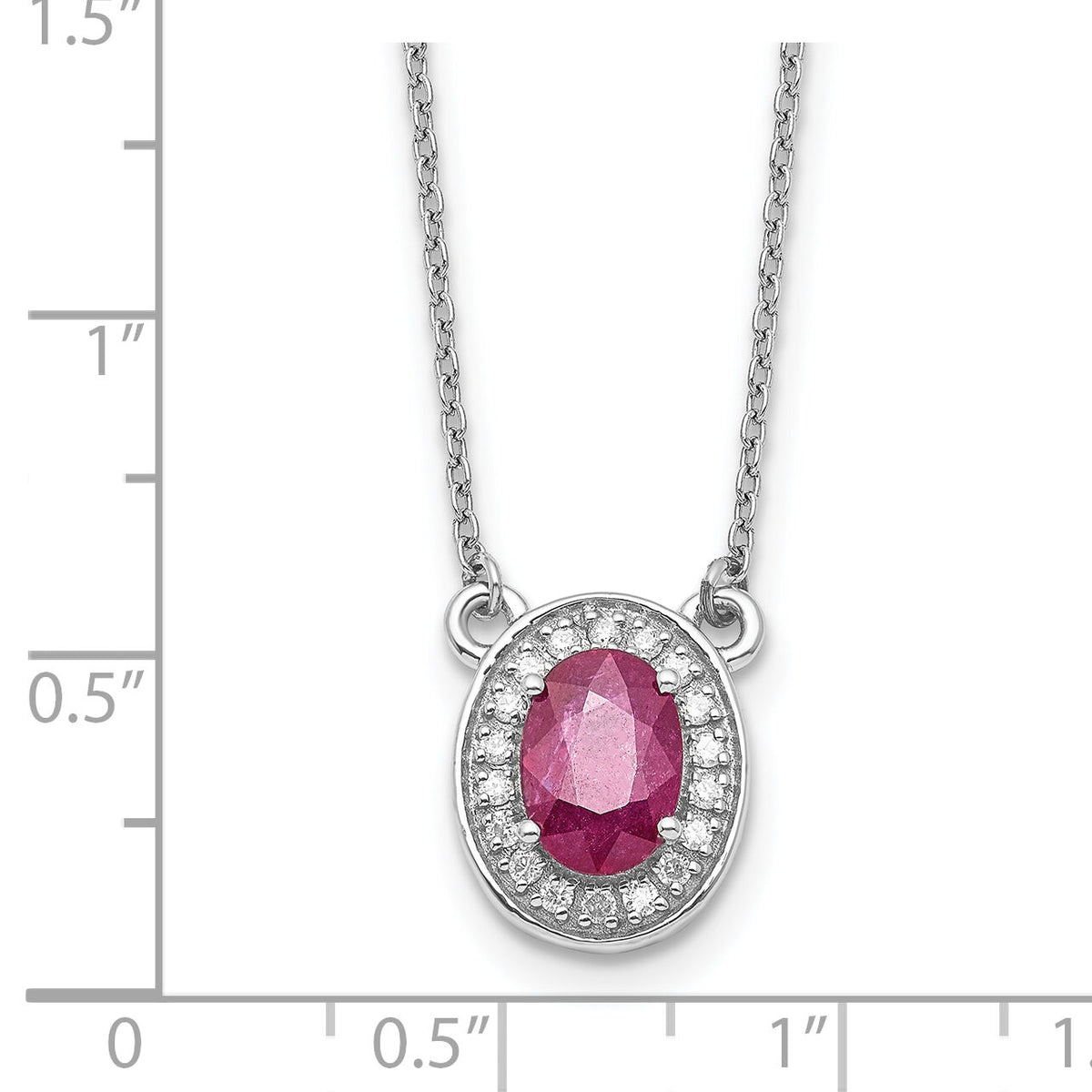 14k White Gold Diamond and Oval Ruby 18 inch Necklace-PM9948-RU-010-WA-18